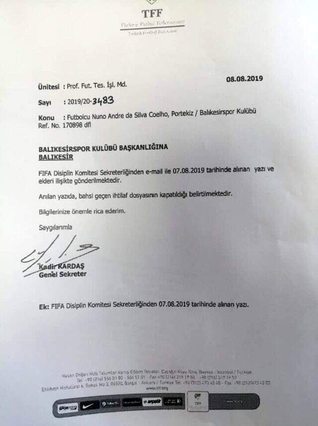 FIFA, Balıkesirspor'un transfer yasağını kaldırdı