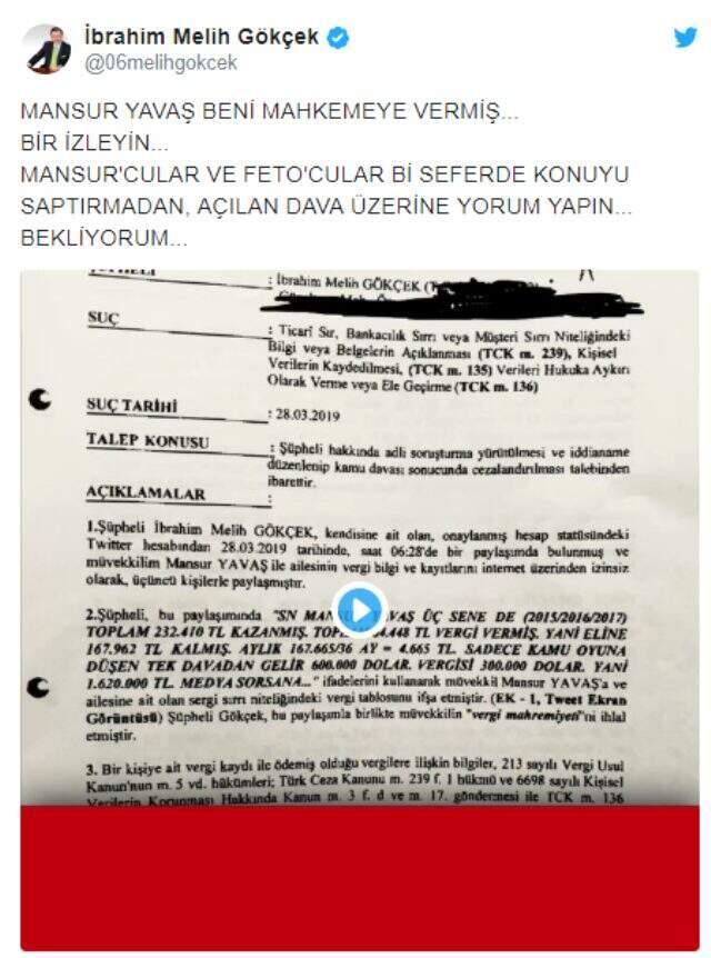 Savcılık, Yavaş'ın başvurusu üzerine Gökçek hakkında soruşturma başlattı