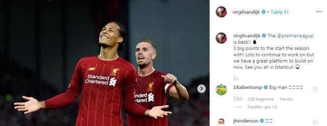 Van Dijk'tan İstanbul paylaşımı