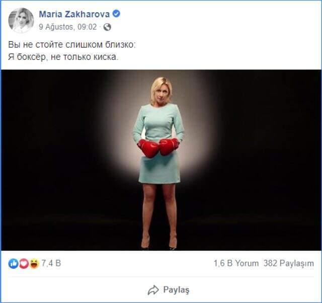 Zaharova boks eldivenlerini eline geçirdi: Çok yakınımda durmayın. Sadece bir kedicik değil bir boksörüm de