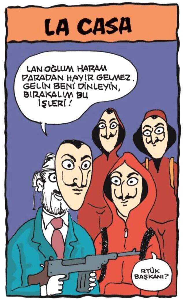 La Casa de Papel karikatürü, sansürcülükle suçlanan RTÜK Başkanı'nı da güldürdü