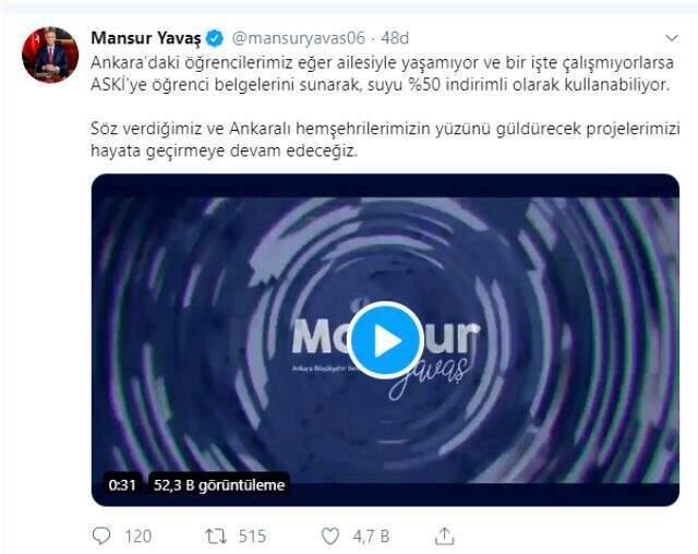 Mansur Yavaş'tan öğrencilere su indirimi müjdesi