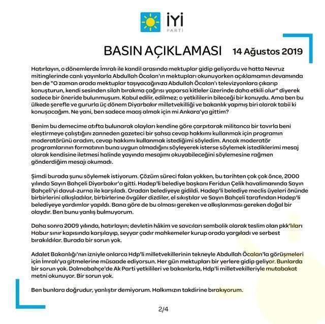 Akşener'e yakın isimden 'Barış süreci' istifası