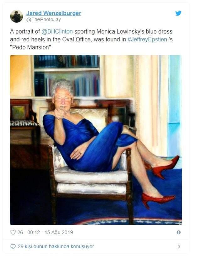 Hücresinde ölü bulunan ABD'li milyarder Epstein'in evinde kadın elbiseli Bill Clinton tablosu bulundu