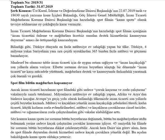 RTÜK üyesi Bildirici'den Müge Anlı'nın rol aldığı 'insan ticaretini' konu alan kamu spotuna tepki
