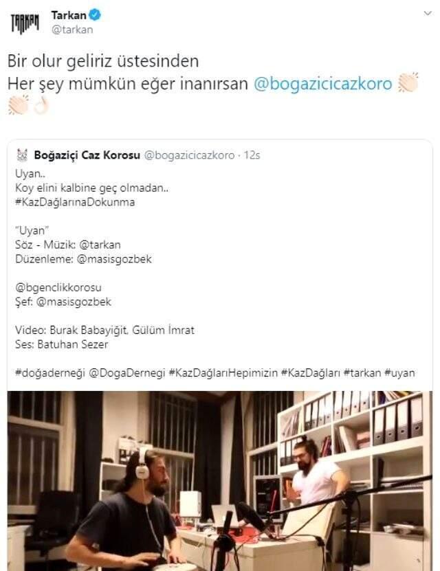 Tarkan'dan Kaz Dağları'ndaki ağaçların kesilmesine şarkılı tepki!