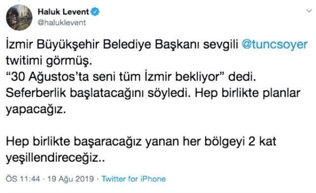 İzmir'deki yangın için çağrı yapan Haluk Levent'e Tunç Soyer ve Halil Sezai'den destek