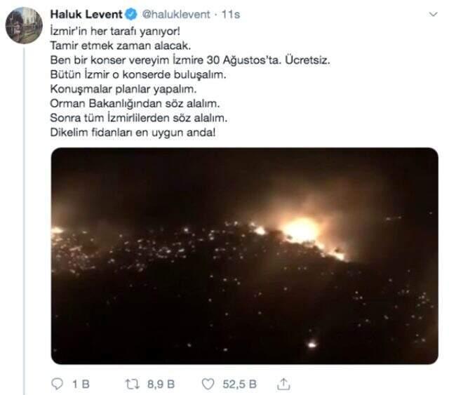 İzmir'deki yangın için çağrı yapan Haluk Levent'e Tunç Soyer ve Halil Sezai'den destek