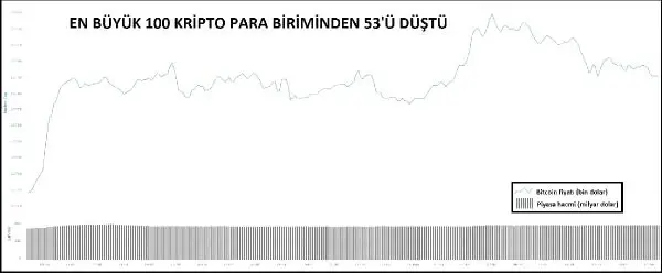KRİPTOPARA – En büyük 100'den 53'ü düştü