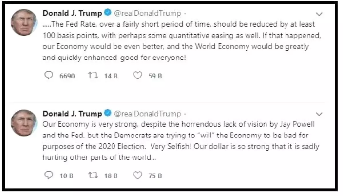 Trump: Fed faizleri 100 baz puan düşürmeli