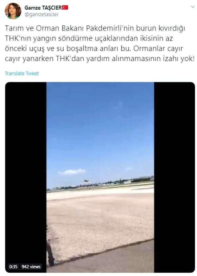 CHP'li vekilden Bakan Pakdemirli'nin yangın söndürme uçakları ile ilgili sözlerine videolu yanıt