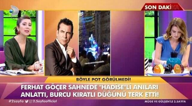 Ferhat Göçer, Sinan Akçıl'ın eski sevgililerini anlatınca Burcu Kıratlı mekanı terk etti