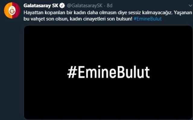 Süper Lig ekipleri Emine Bulut cinayetine sessiz kalmadı