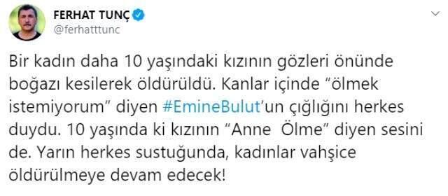 Ünlü isimler, eşi tarafından öldürülen Emine Bulut için sessiz kalmadı
