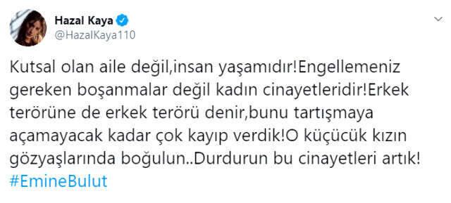 Hazal Kaya, Emine Bulut'un ölümünden sonra isyan etti: Küçük kızın gözyaşlarında boğulun