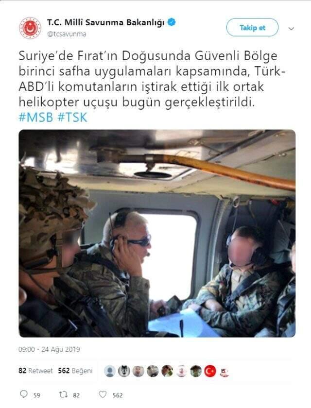 MSB: Fırat'ın doğusunda ilk ortak uçuş gerçekleştirildi