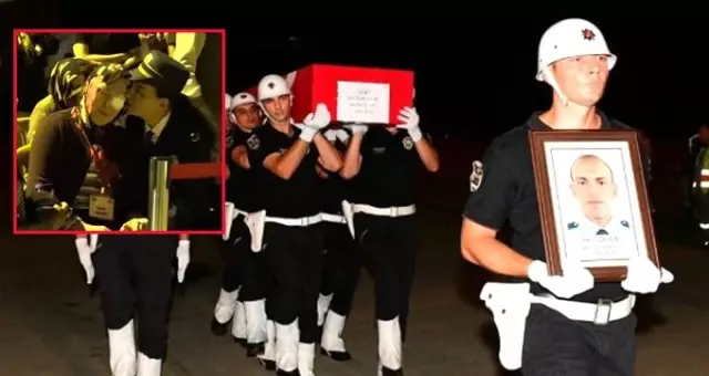 Şehidin gözü yaşlı annesini öperek teselli etmeye çalışan kadın polis memuru, duygu dolu anlar yaşattı