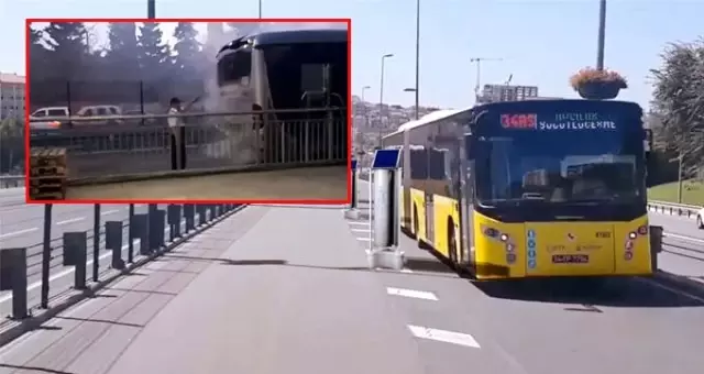 Metrobüste yangın çıktı! Yolcular tahliye edildi