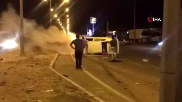 Nusaybin'de yanan otomobile TOMA müdahale etti