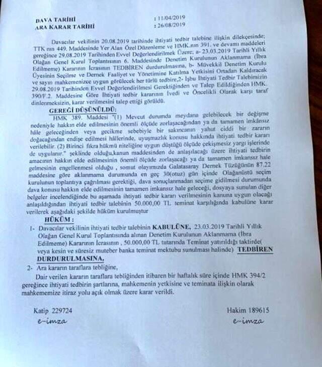 Galatasaray yönetimine müjdeli haber! Mahkeme kararını açıkladı