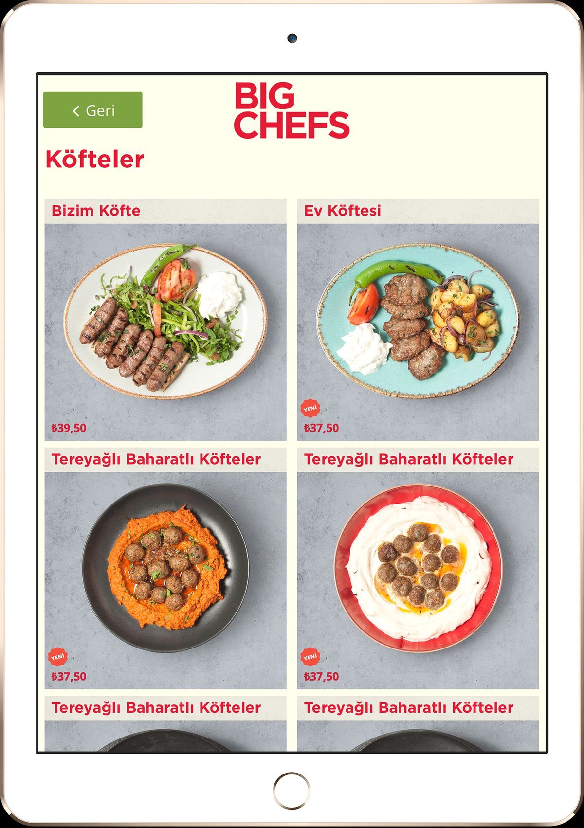 BigChefs Tablet Menü Üzerinden Siparişlerini Almaya Başladı