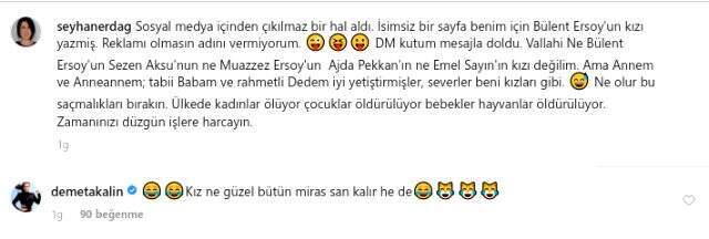 'Bülent Ersoy'un kızı değilim' diyen Seyhan Erdağ'a Demet Akalın'dan ilginç yorum: Miras sana kalır