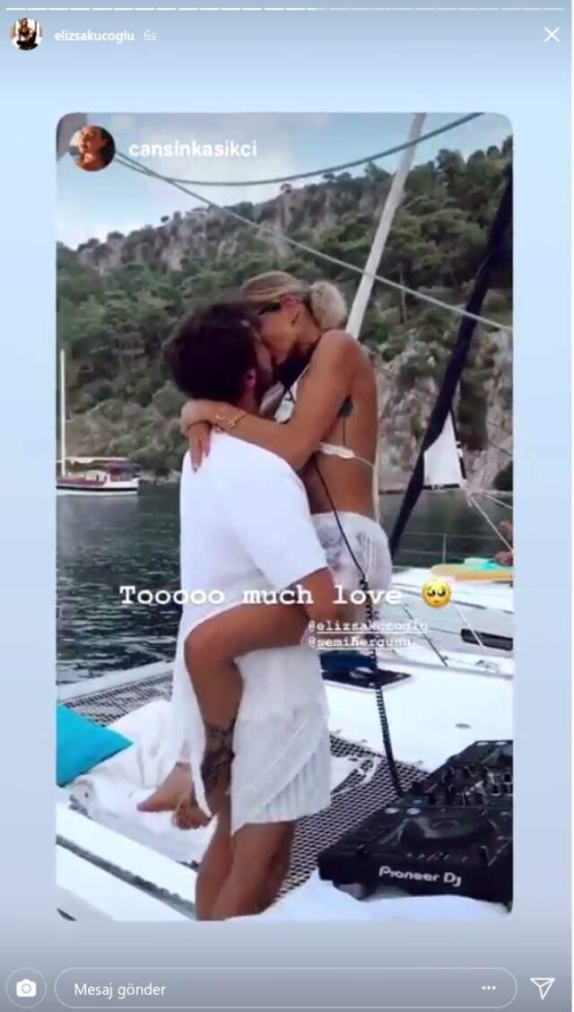 Sevgilisinin kucağına atlayıp dudağından öpen Eliz Sakuçoğlu'na büyük tepki!