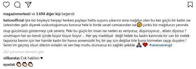 Hatice, Yaşar İpek'ten şiddet gördüğünü söyleyen Serengil'e destek oldu