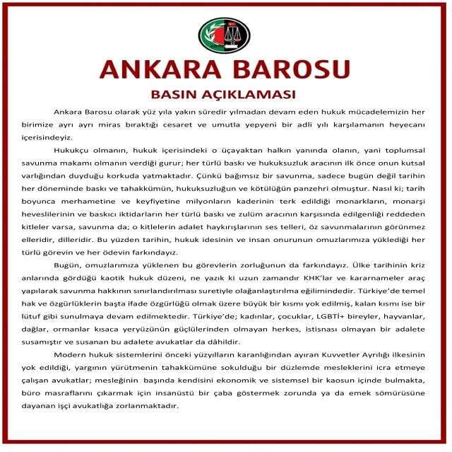 Ankara Barosu, Adli Yıl Açılışı'nı Cumhurbaşkanlığı Külliyesi'nde değil adliyede yaptı