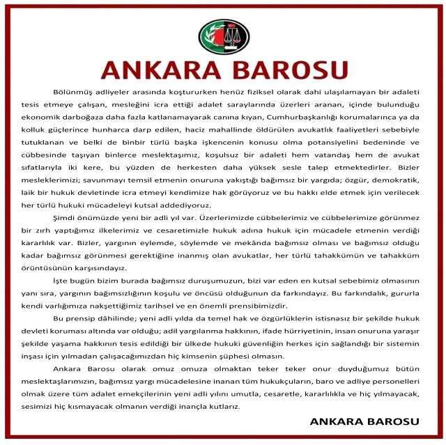 Ankara Barosu, Adli Yıl Açılışı'nı Cumhurbaşkanlığı Külliyesi'nde değil adliyede yaptı