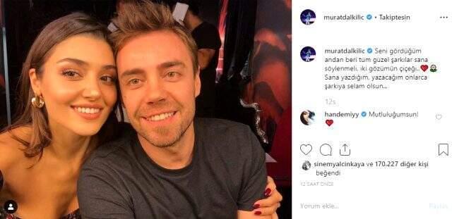 Sevgilisi Hande Erçel ile fotoğrafını paylaşan Murat Dalkılıç, aşka geldi