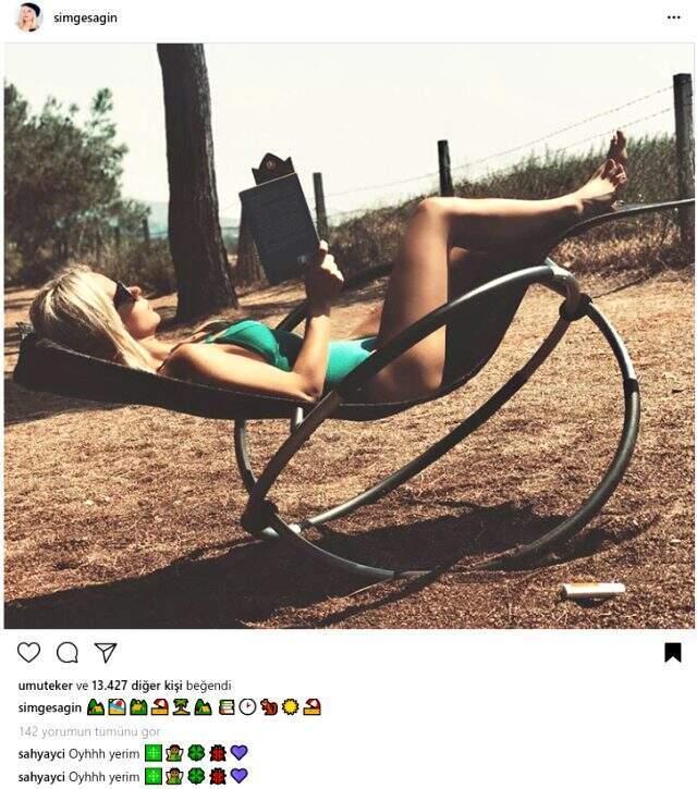 Yeşil mayasuyla verdiği pozu paylaşan Simge'ye takipçilerinden 'Sarı civciv' yorumu