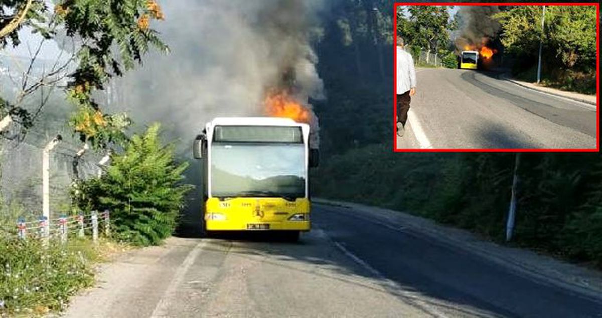 Beykoz'da İETT otobüsü alev alev yandı: 15 yolcu hemen tahliye edildi