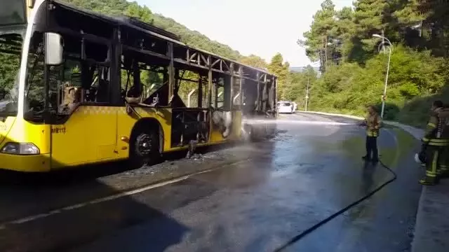 Beykoz'da İETT otobüsü yandı Beykoz'da İETT otobüsü yandı