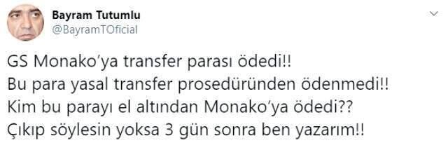 Menajer Bayram Tutumlu: Galatasaray, Monaco'ya el altından para verdi