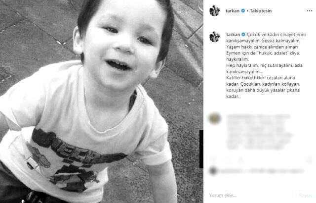 Tarkan Instagram'dan küçük Eymen'in katledilmesine tepki gösterdi