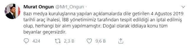 İBB'den yeni araç kiralama ihalesine yalanlama