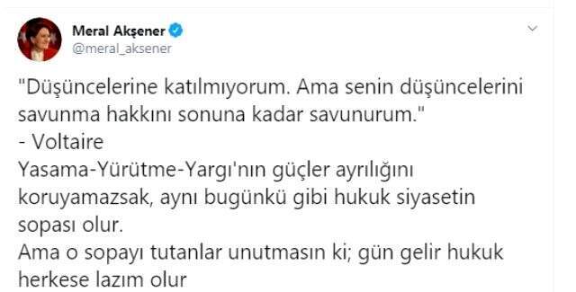 İYİ Parti Genel Başkanı Meral Akşener'den hapis cezası alan Canan Kaftancıoğlu'na destek