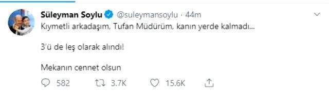 Son Dakika: Bakanlık açıkladı: Özel Harekat Şube Müdürü Tufan Kansuva'yı şehit eden 3 terörist etkisiz hale getirildi
