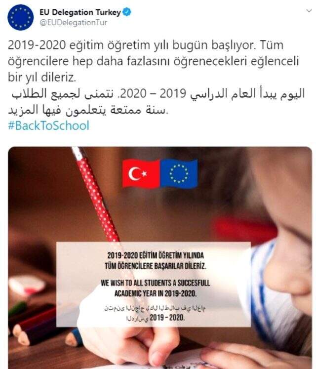 AB Türkiye Delegasyonu'nun Arapça eğitim-öğretim yılı mesajına tepki