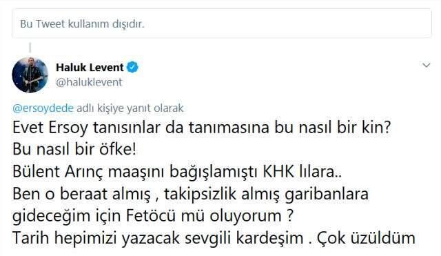 Hükümete yakın yazar, Haluk Levent'ten özür diledi
