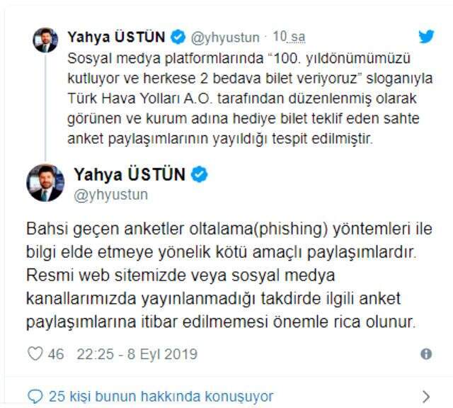 Türk Hava Yolları'ndan yolcularına sahte bilet uyarısı