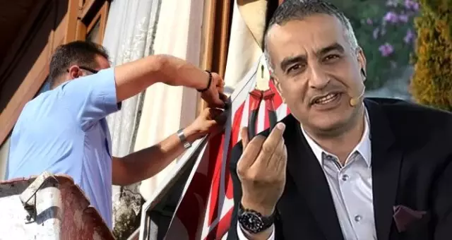 Ünlü televizyoncunun tepki gösterdiği tabela, zabıta ekipleri tarafından indirildi Ünlü televizyoncunun tepki gösterdiği tabela, zabıta ekipleri tarafından indirildi