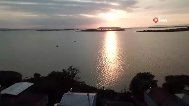 Gölyazı'da hazan mevsimi...Gün batımı drone ile görüntüledi