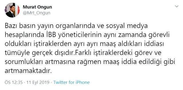 İBB'den yöneticilere 15 bin liraya kadar ek maaş verildiği iddialarına yalanlama