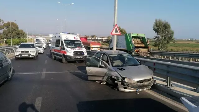 Kopmuş tekerle 100 metre gitti, diğer bariyere çarparak durabildi