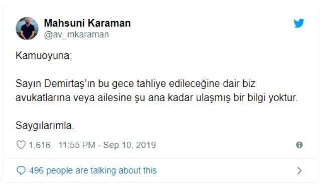 Selahattin Demirtaş'ın avukatından 'tahliye' açıklaması: Bizlere ulaşan bir bilgi yok