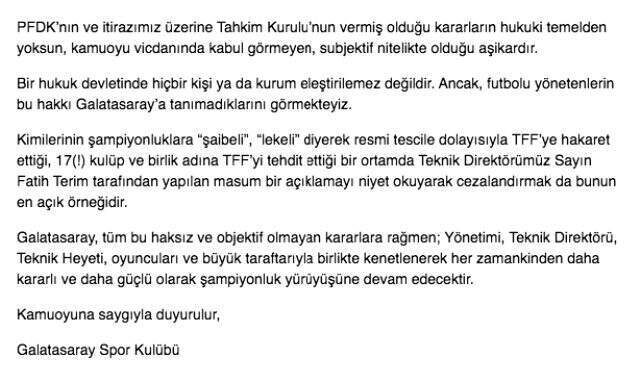 Galatasaray'dan çok sert açıklama: Yel kayadan toz alır