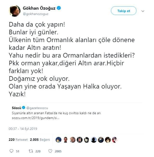 Gökhan Özoğuz'dan tartışma yaratan çıkış: PKK orman yakar, diğeri altın arar. Hiçbir farkları yok!