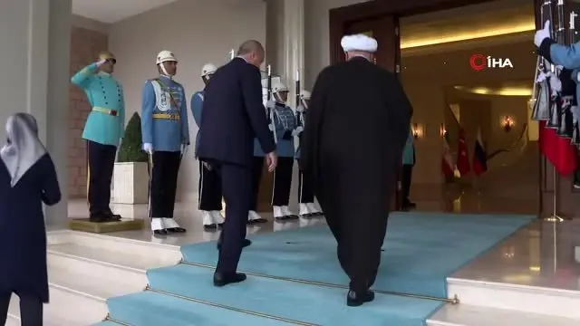 Cumhurbaşkanı Erdoğan, İran Cumhurbaşkanı Hasan Ruhani'yi Çankaya Köşkü'nde kabul etti